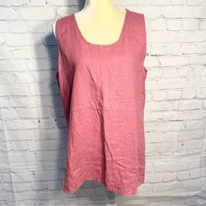 Flax 100% Linen light red sleeveless blouse